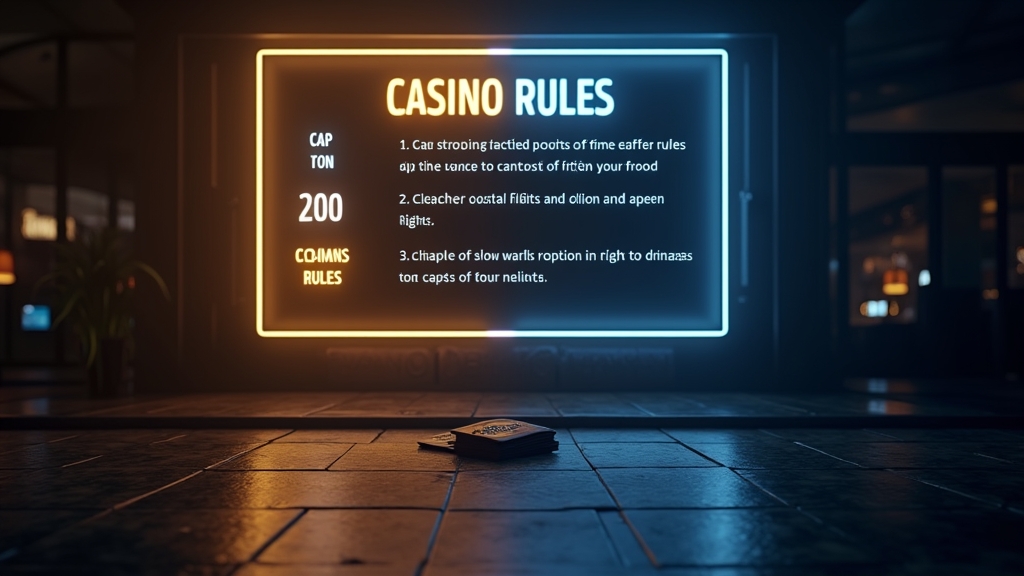 Casino bonus rules board with limits, timers, and claim conditions